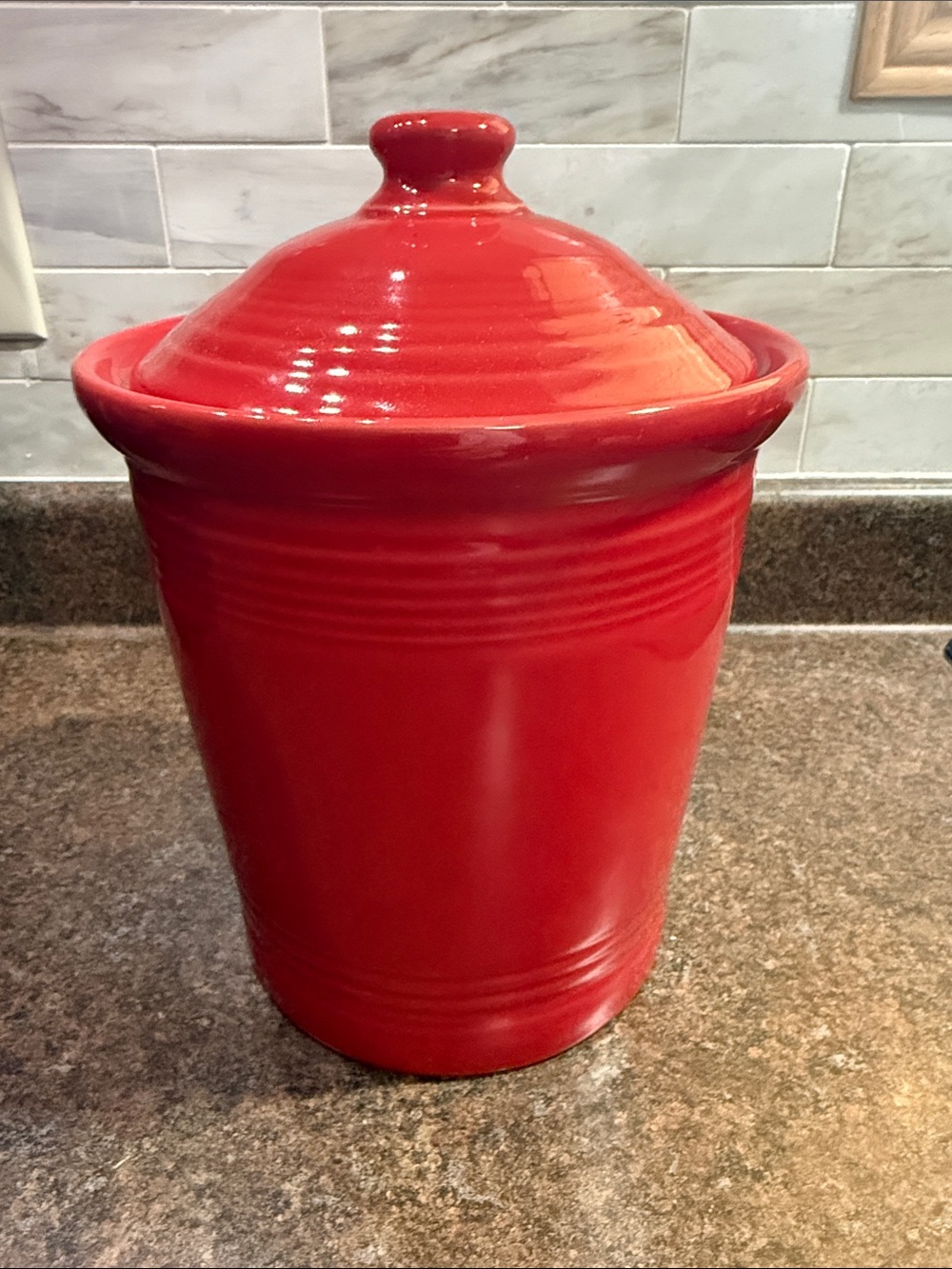 Retired Red Fiesta Large Ceramic Canister